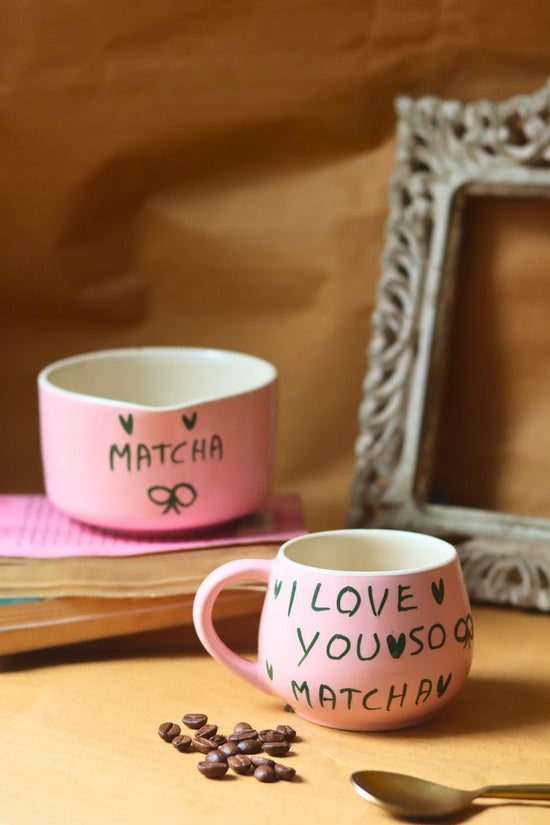 Set of 2 - Matcha Love mug & Matcha Bowl made by ceramic