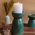 Green Pillar Candle Holder - Large made by ceramic