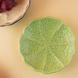 sage green cabbage dessert plate handmade in india