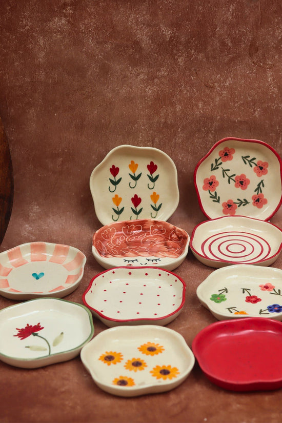 Set of 10 Floral Heart Handmade Dessert plate (for the price of 7)