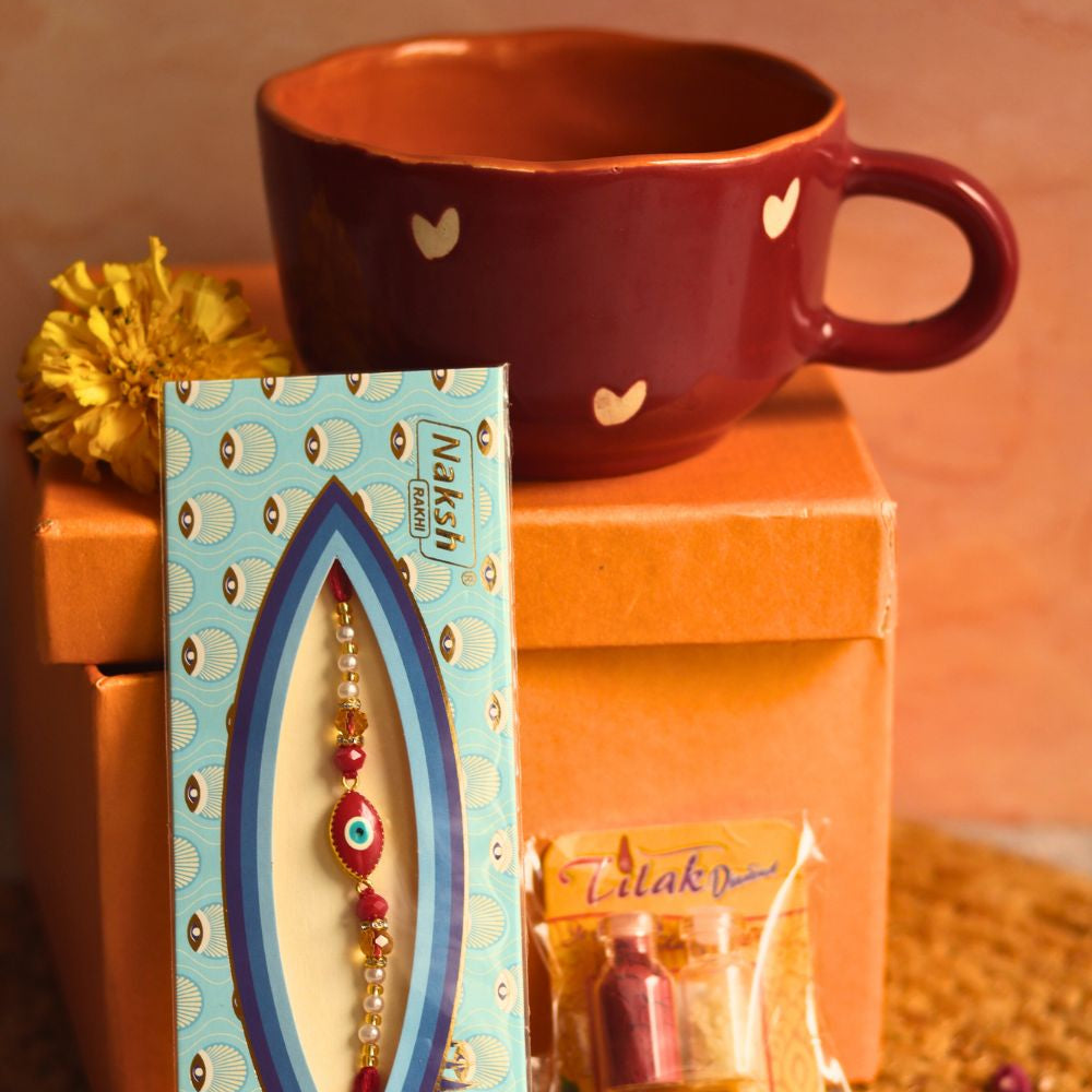 handmade cupid mug rakhi gift box