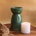 Green Pillar Candle Holder - Large handmade in india