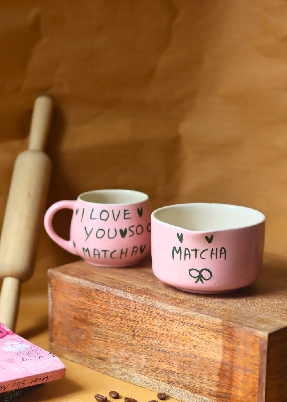 Set of 2 - Matcha Love mug & Matcha Bowl handmade in India