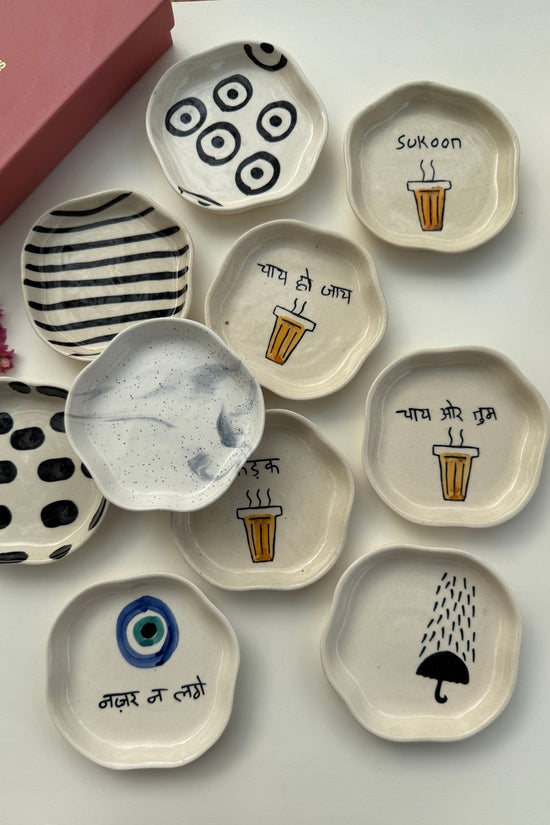 Set of 10 Black & White Dessert Plate (for the price of 7)