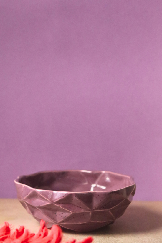 Handmade ceramic purple diamond bowl