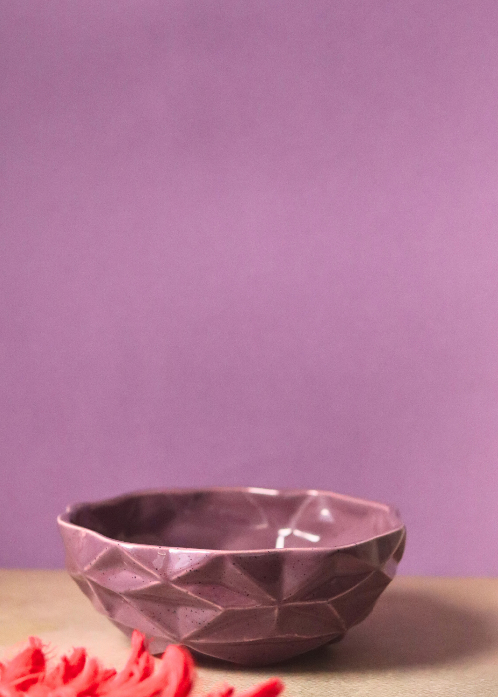 Handmade ceramic purple diamond bowl