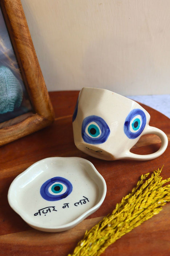 Handmade Evil Eye Mug & Nazar Handmade Dessert Plate