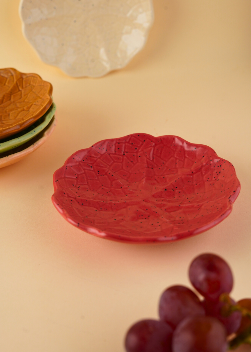handmade red cabbage dessert plate with premium red color
