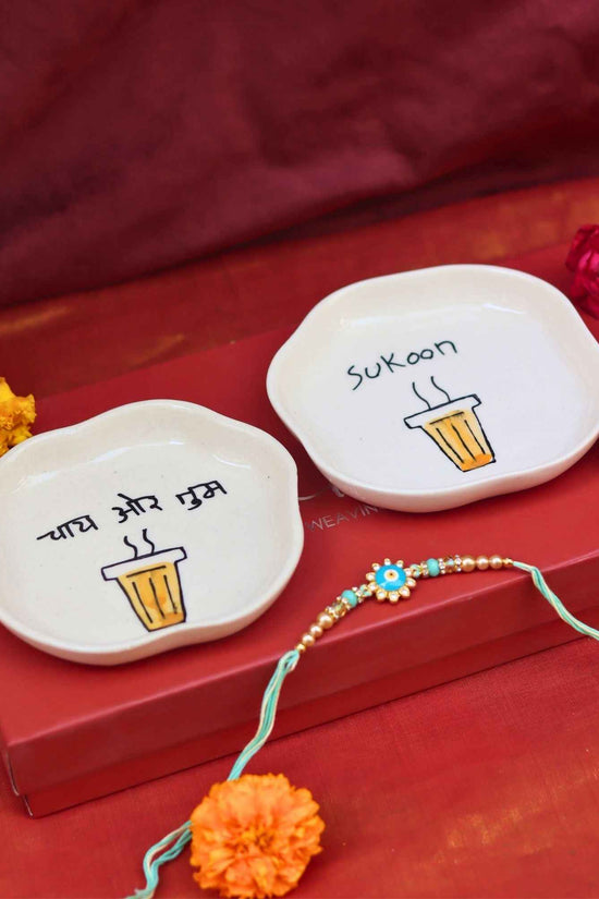 Sukoon & Chai or tum Handmade Dessert plate Rakhi Gift box