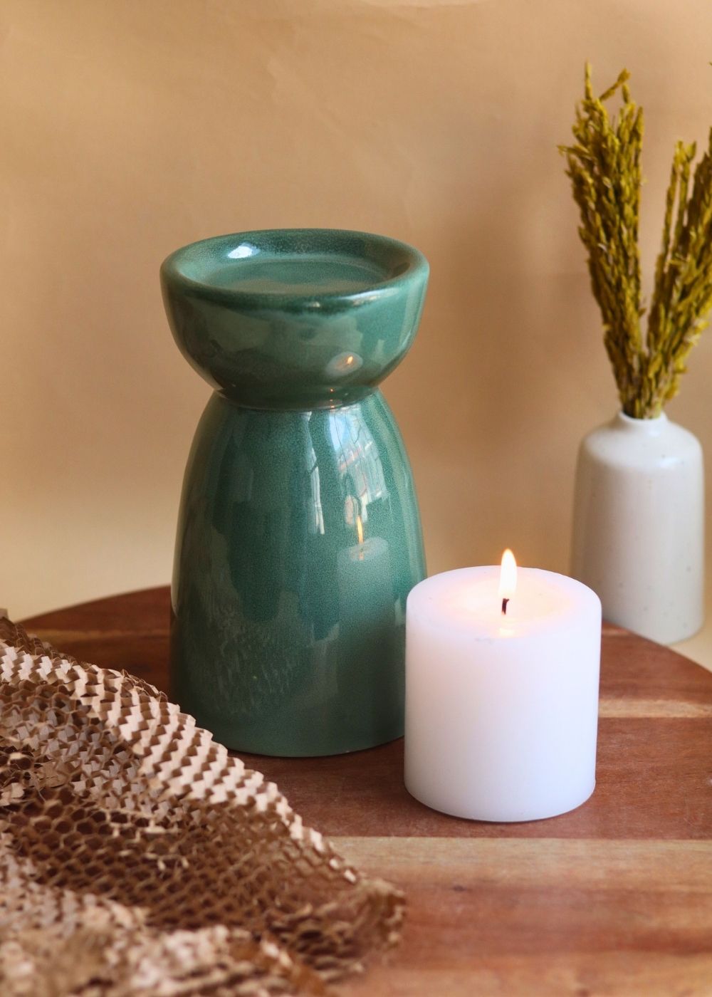 Green Pillar Candle Holder - Large with premium quality  material