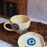 Evil Eye Mug & Nazar Handmade Dessert Plate made by ceramic