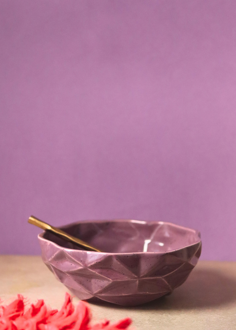 Dinnerware handmade ceramic diamond bowl - purple