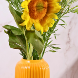 ceramic yellow lined vase
