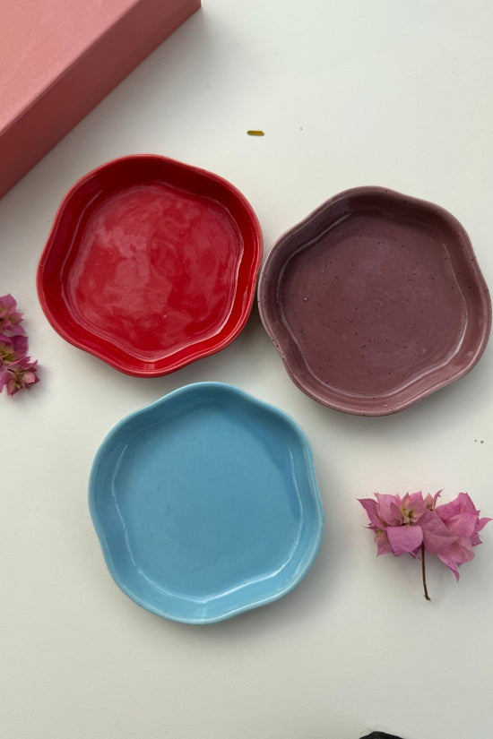 Set of 3 Neutral Handmade Dessert plates