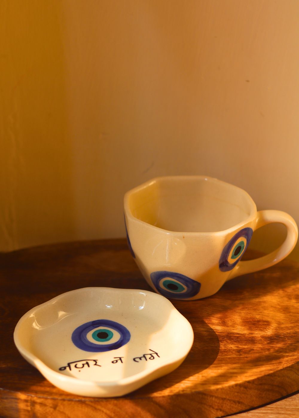 Evil Eye Mug & Nazar Handmade Dessert Plate handmade in india