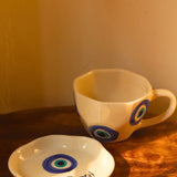 Evil Eye Mug & Nazar Handmade Dessert Plate handmade in india