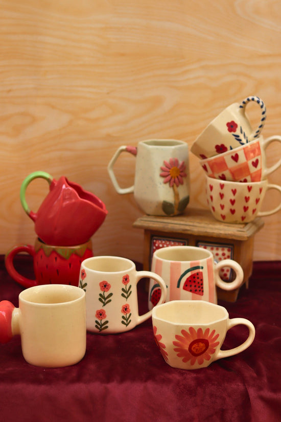 handmade Set of 10 Peachy Summer Mugs combo  (for the price of 7)