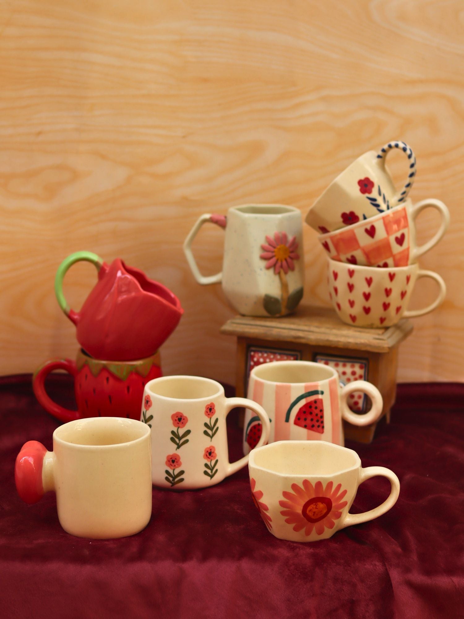 handmade Set of 10 Peachy Summer Mugs combo  (for the price of 7)