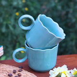 Handmade Teal wavy mug