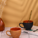 handmade brown & navy torrent chai cup set of two combo