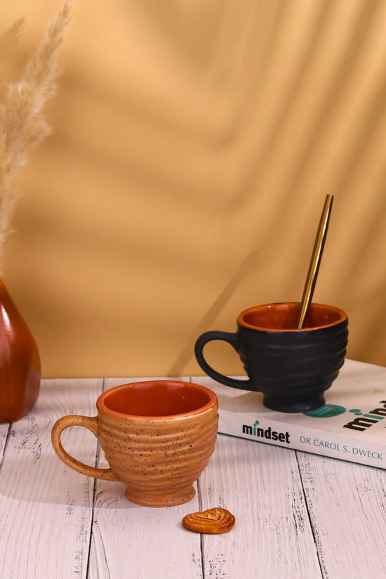 handmade brown & navy torrent chai cup set of two combo