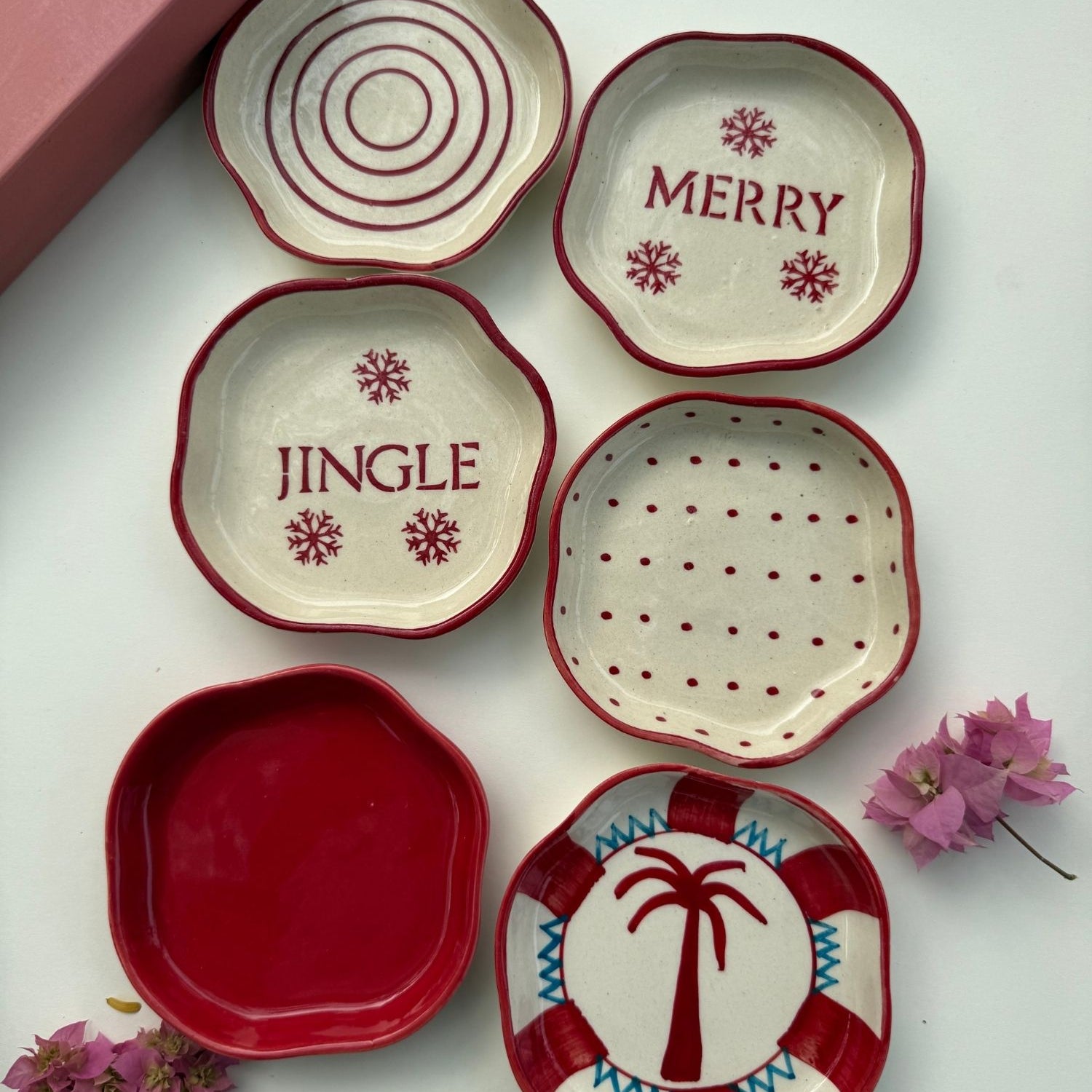 Set of 6 Joyful Treat Dessert plate (for the price of 5) handmade in India