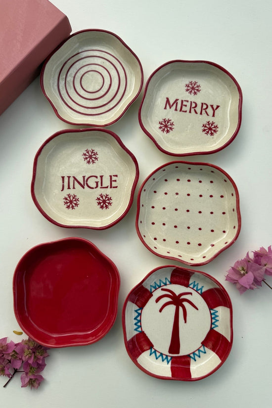 Set of 6 Joyful Treat Dessert plate (for the price of 5) handmade in India