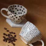 Black Polka & Black lines meet Polka Mugs handmade in India