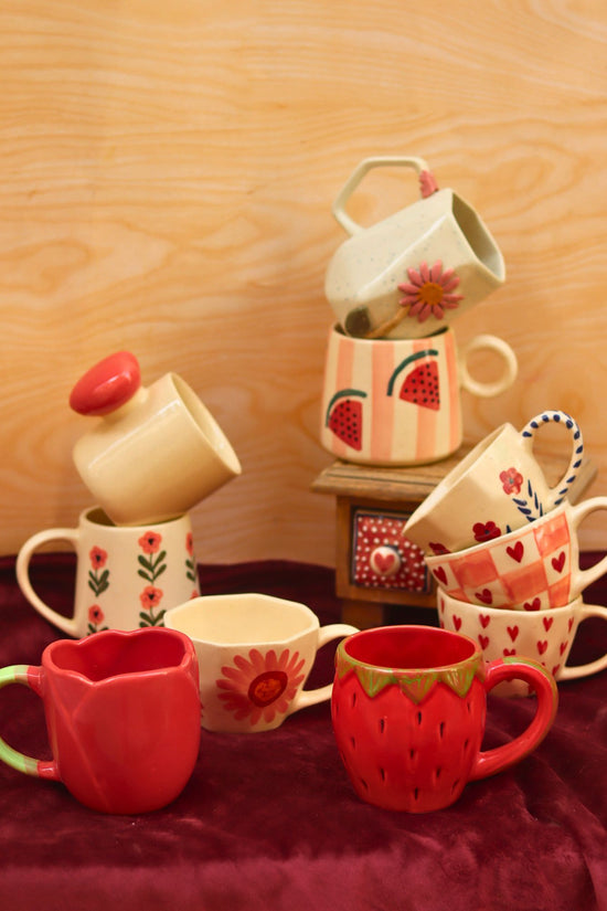 Set of 10 Peachy Summer Mugs combo  (for the price of 7) made by ceramic