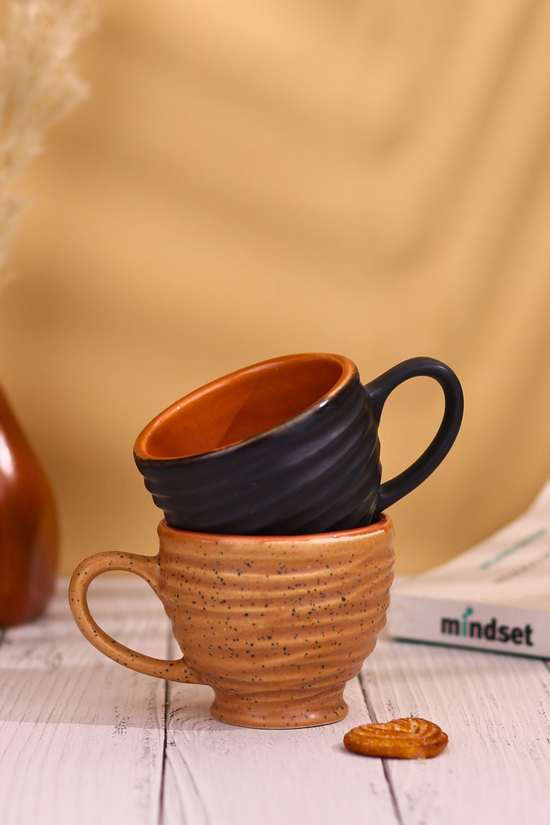brown & navy chai cup made by ceramic 
