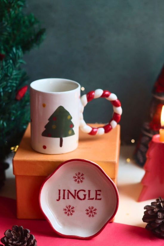 The OG Christmas Mug & Jingle Handmade Dessert Plate in a Gift Box made by ceramic