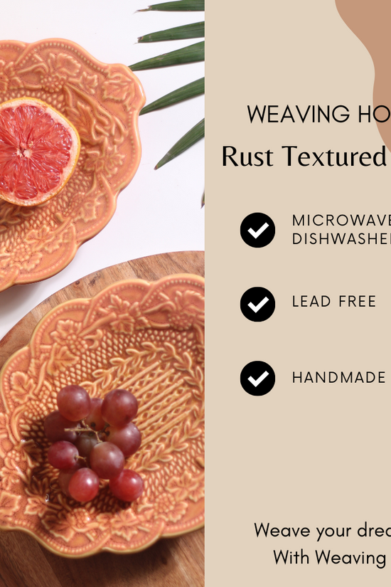 Ceramic rust textured platter signification
