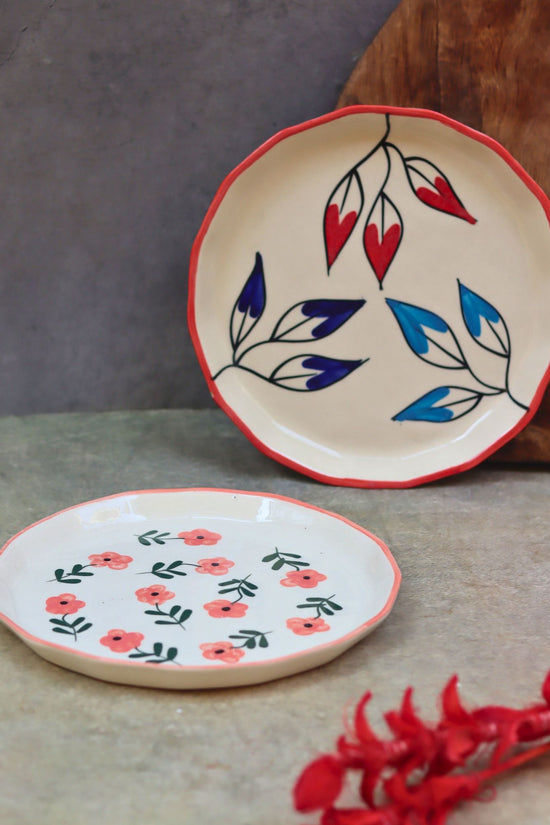 Set of 2 -Petals &  Poppy Flower Snack plate combo with premium quality material
