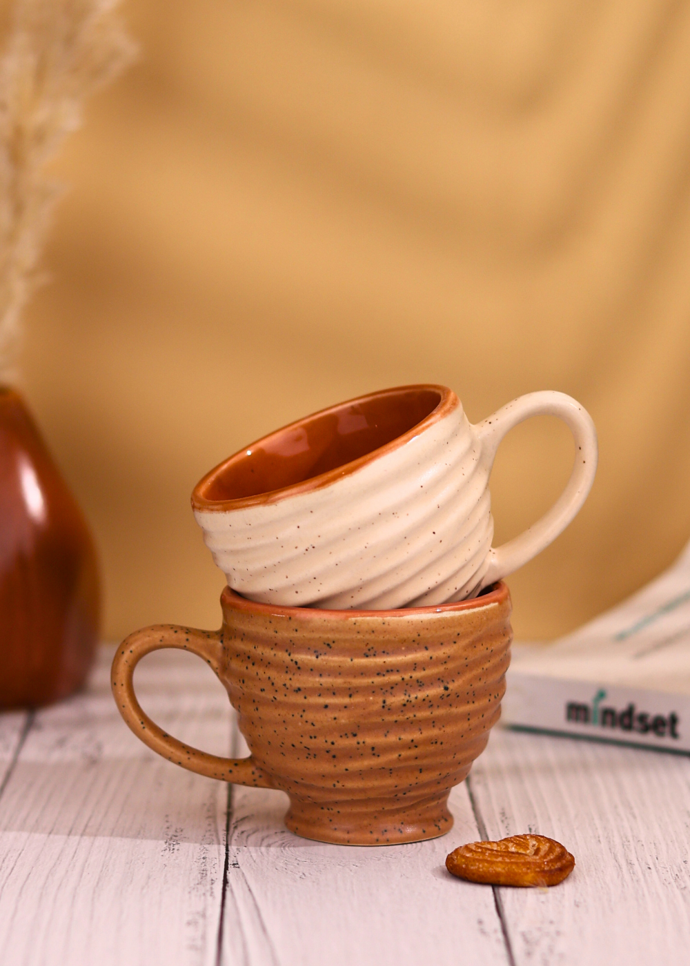brown & cream torrent chai cup made by ceramic 