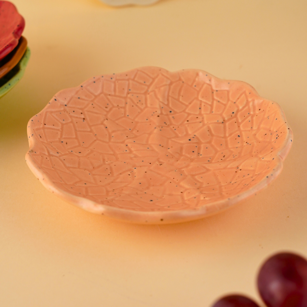 peach cabbage handmade dessert plate with premium peach color