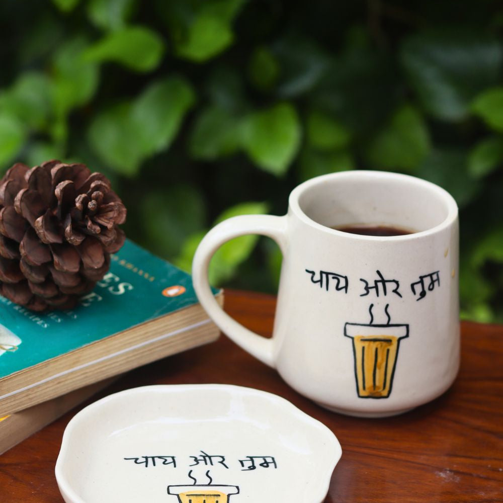 Chai or Tum Mug & Handmade Dessert Plate - The Chai Lovers Edit made by ceramic