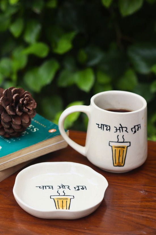 Chai or Tum Mug & Handmade Dessert Plate - The Chai Lovers Edit made by ceramic