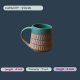 handmade teal chevron mug with measurement