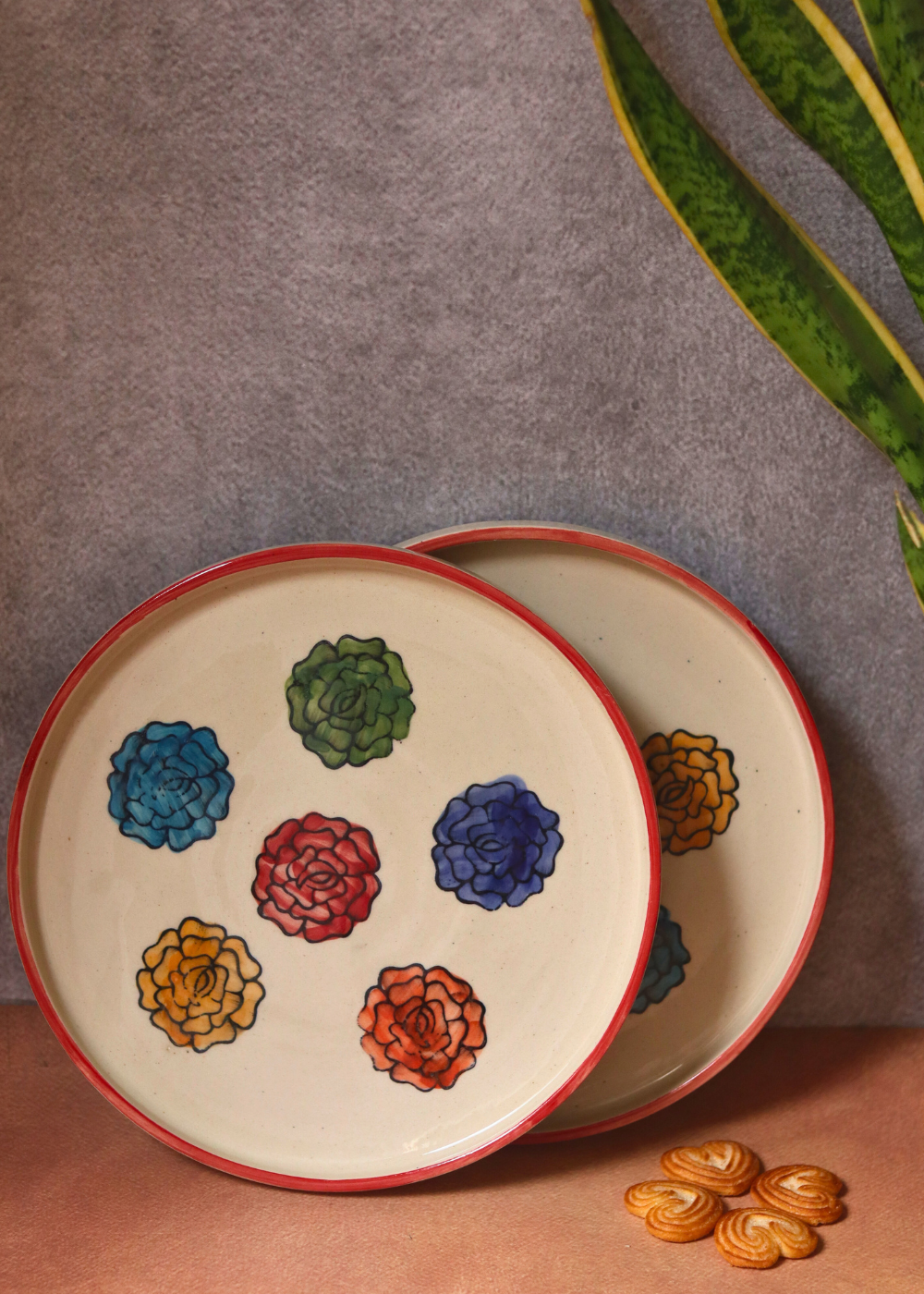 Handmade ceramic roses platters