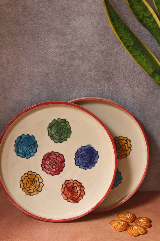 Handmade ceramic roses platters