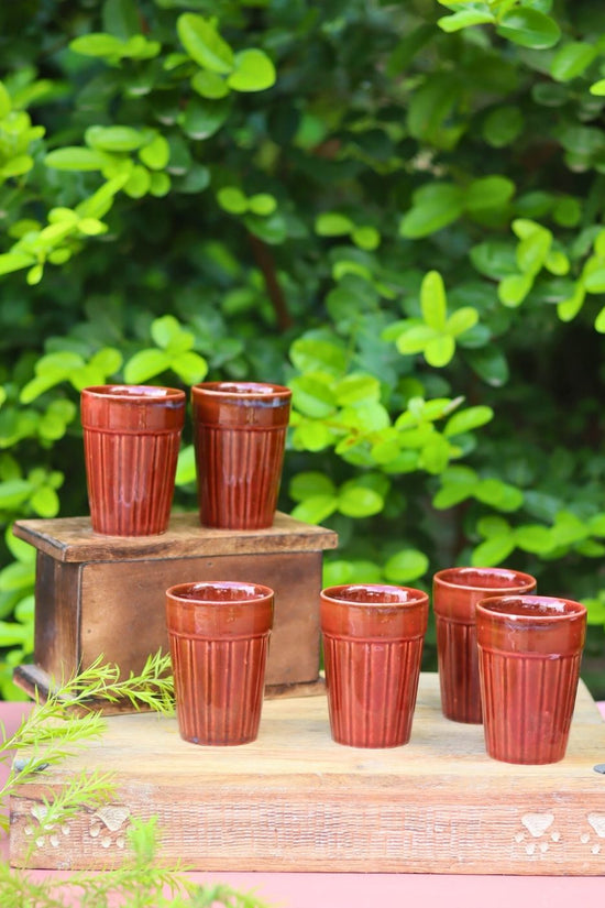 handmade Set of 6 - Rust Kulhad