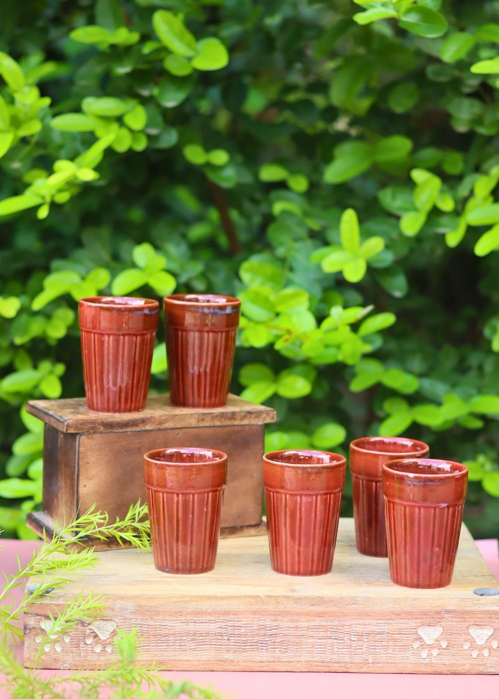 handmade Set of 6 - Rust Kulhad