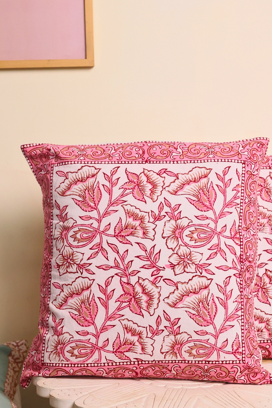 Intricate design pink cushion covers