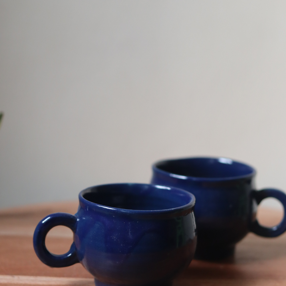 Bright blue espresso mug