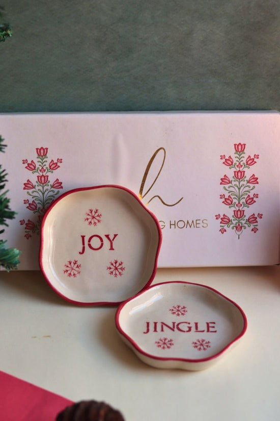 Jingle & Joy Handmade Dessert plate in a Gift Box made by ceramic