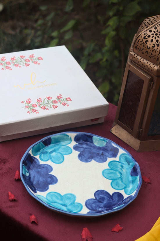 Blue Floral Plate in a Gift Box handmade in india