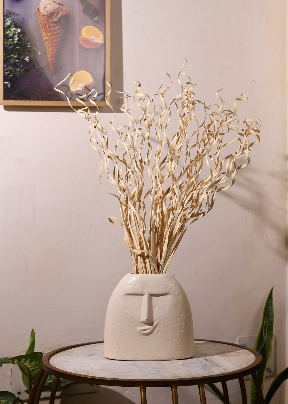 Dried natural bunch in white vase