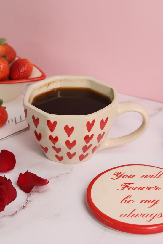 handmade heart mug with you will forever be my always coaster for your loved one 