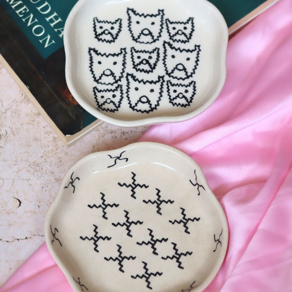Crosses & Cats Handmade Dessert Plate Handmade in india