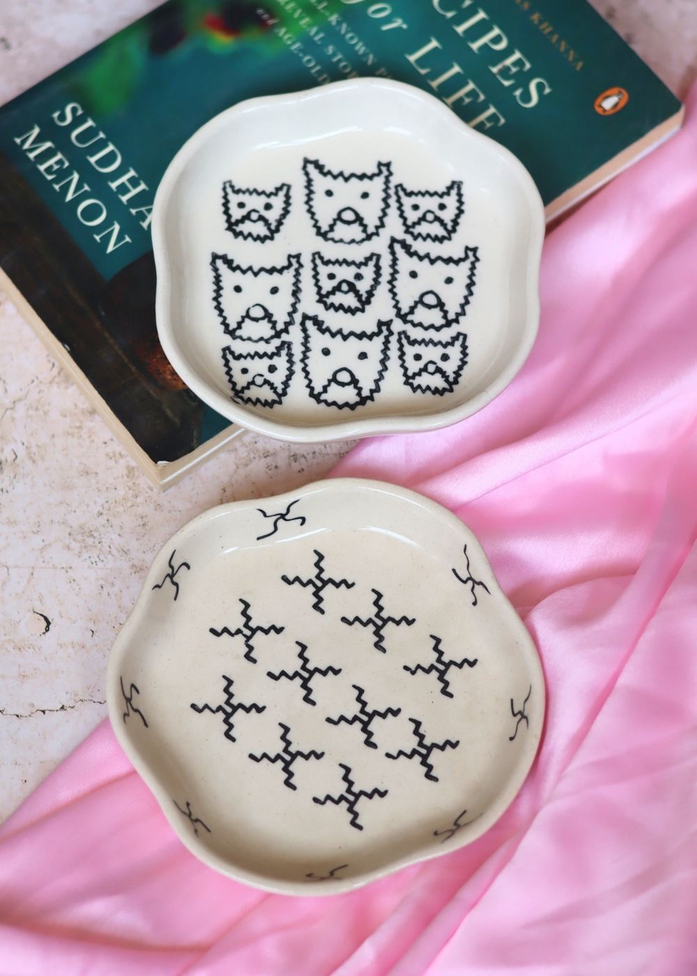 Crosses & Cats Handmade Dessert Plate Handmade in india